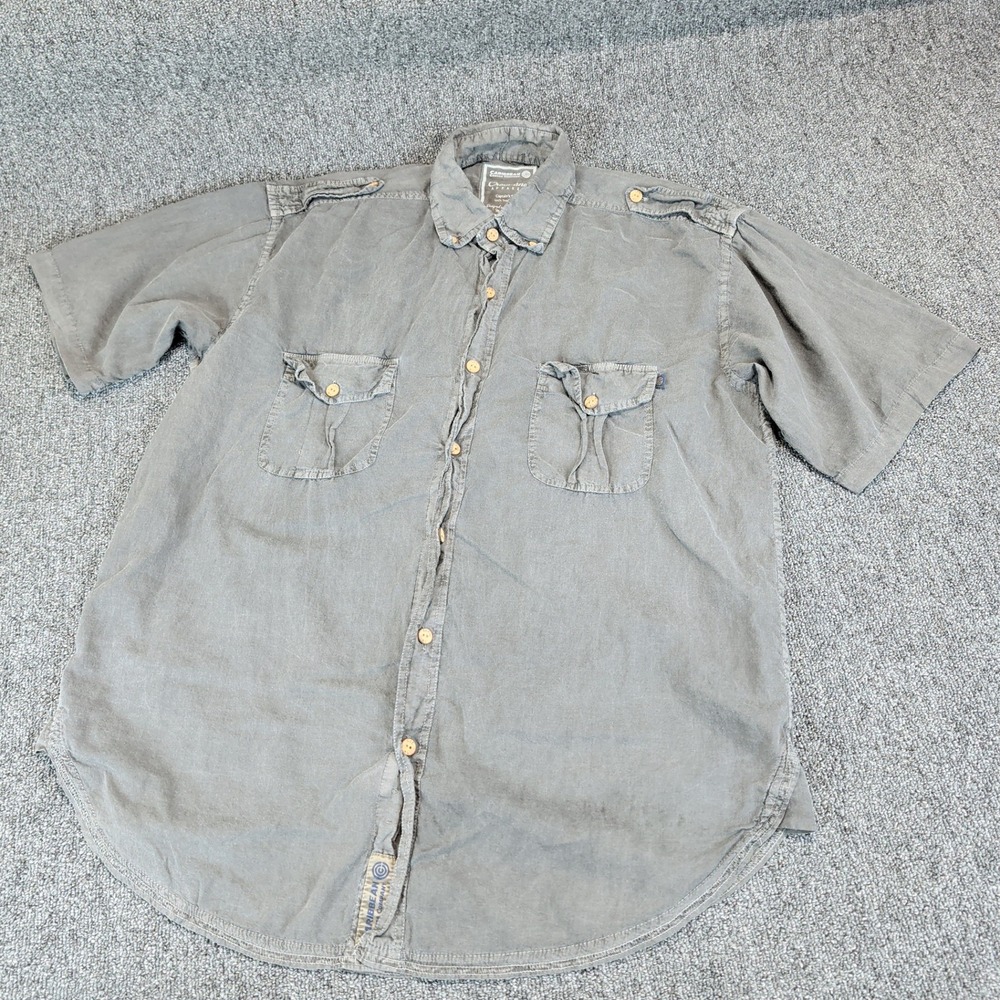 Captain Shirt Caribbean Canvas Company M Grey Mens 100% Tropical Voile Y2K — photo 2